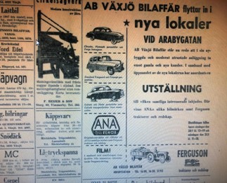 Annons i Smålands Posten 1954