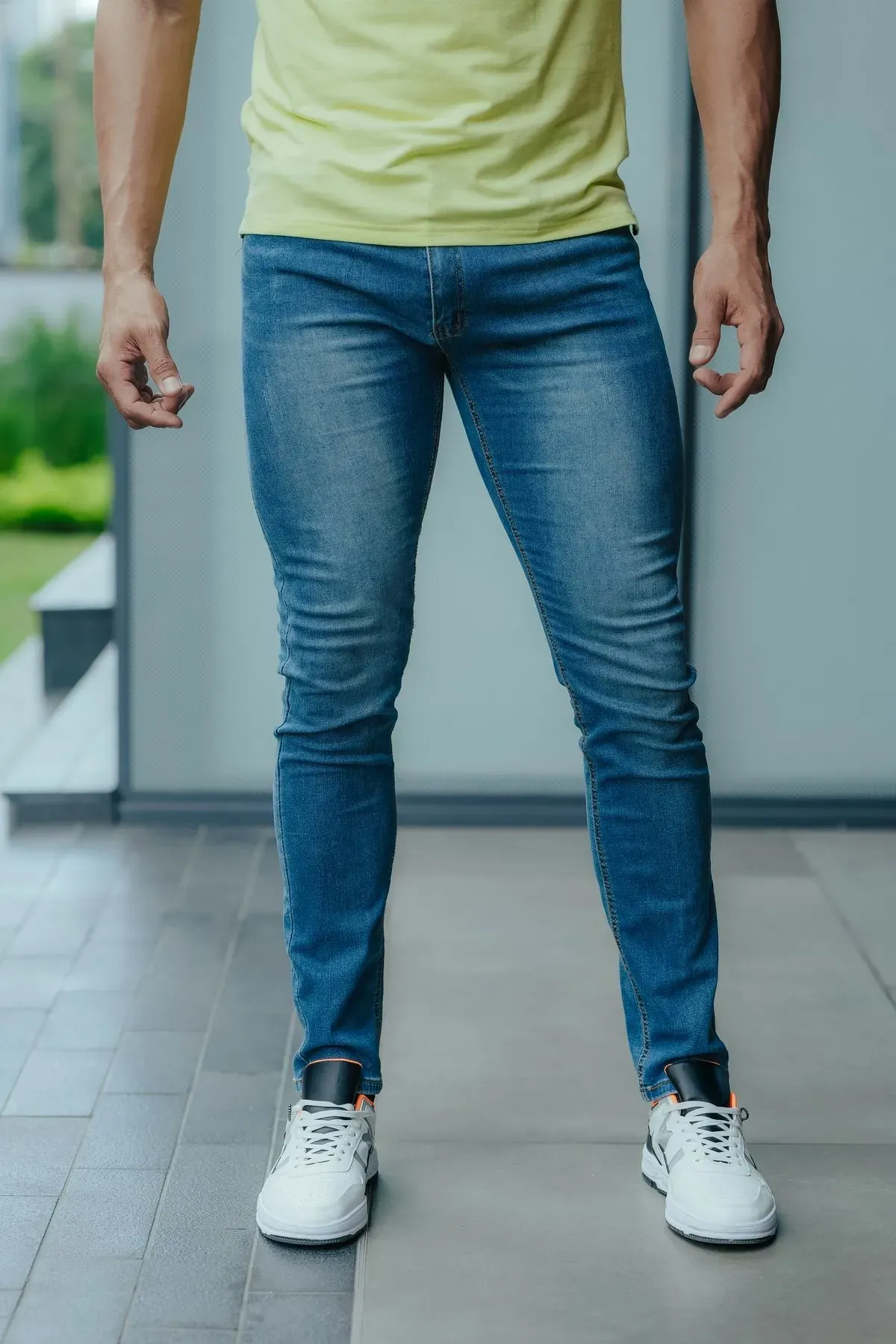 Skinny jeans, mellanblå