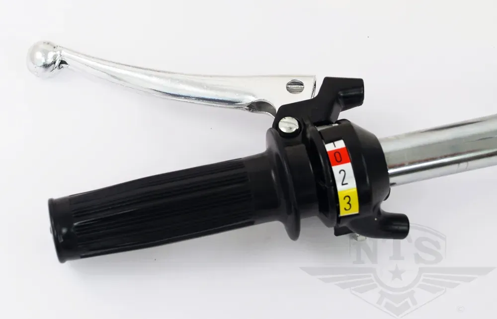 Växelhandtag 3-växlat, svart/svart. Arm pressad aluminium med kula.