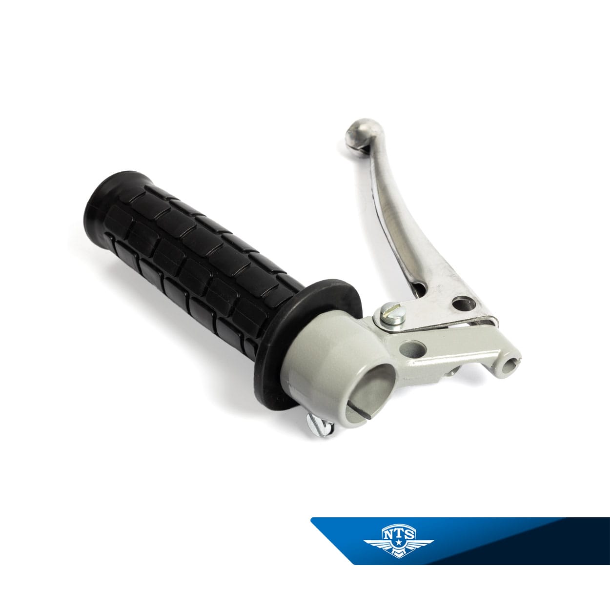 Kopplingshandtag grå/svart. Arm pressad aluminium med kula. Magura typ. NTS-101B.2. Grå/KSZ2.