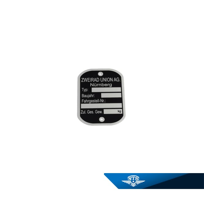 Typskylt Zweirad Union, säljs styckvis.