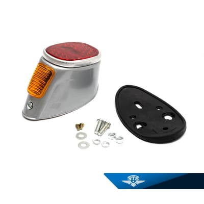 Baklyse med bromsljusglas, Hella kopia, grålackerad. Puch m.fl.