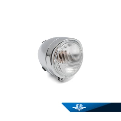 Framlyse Puch, Hercules & MCB m.fl. Komplett med lyktinsats. Kromat lykthus.