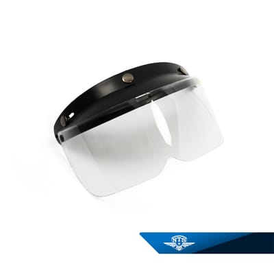 Skärm med litet, fällbart visir, för Jethjälmar.