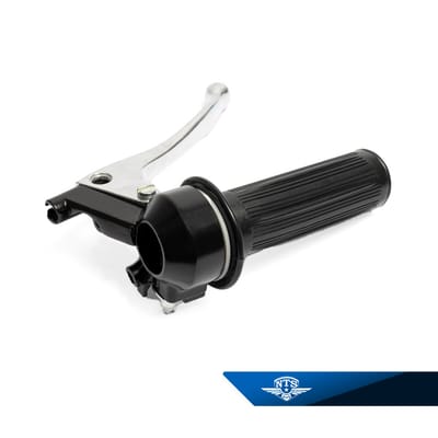 Gashandtag, svart/svart. Arm massiv aluminium med kula. NTS-250.4. Svart/KSZ.