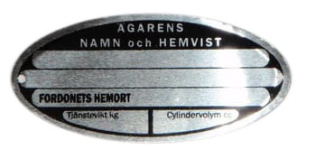 Namnskylt/ägarskylt, 85x40mm.