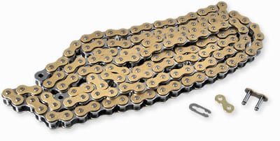 Kedja 415H, guldeloxerad. 118 länkar, hög kvalité.